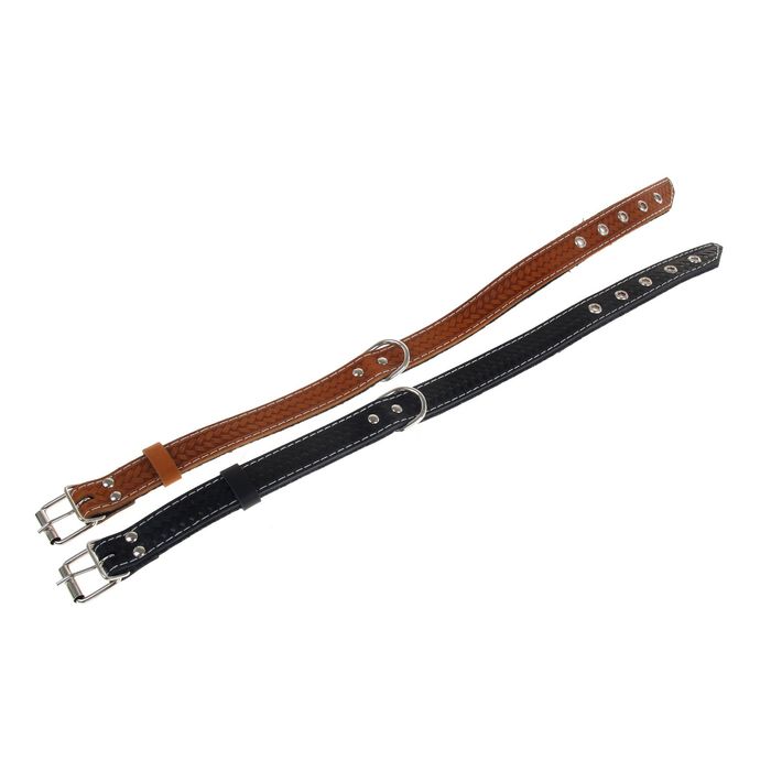 Ошейник кожаный тисненый на фетре, 45 х 2,5 см, микс цветов