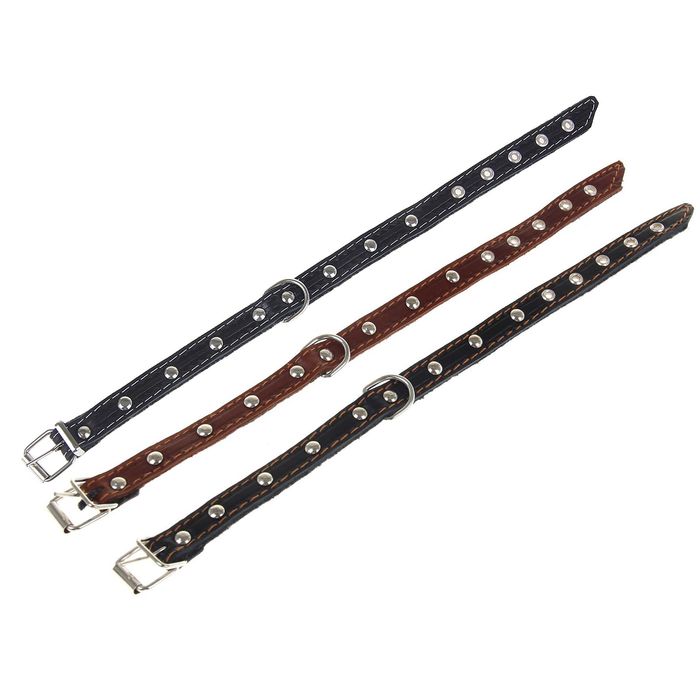 Ошейник кожаный тисненый на фетре, 33 х 1,5 см, микс цветов