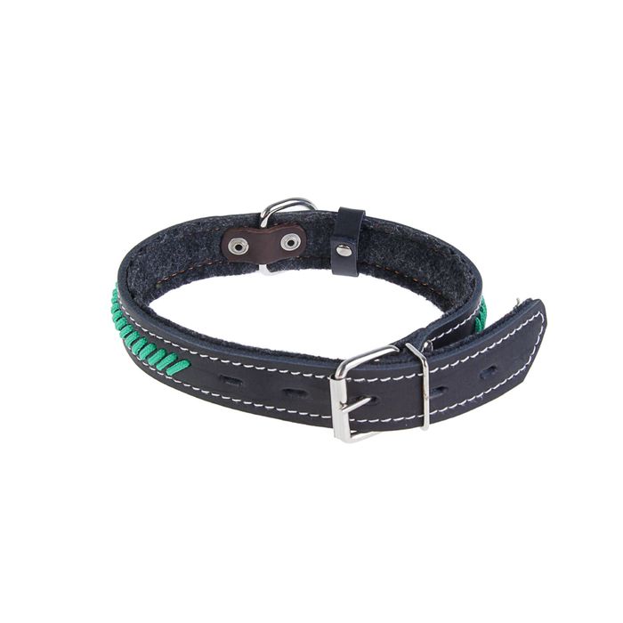 Ошейник кожаный с переплетом на фетре, 55 х 3 см, микс цветов