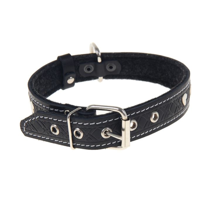 Ошейник кожаный тисненый на фетре, 60 х 3 см, украшеный, микс цветов