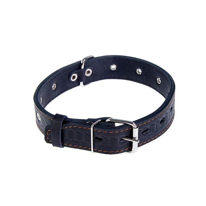 Ошейник кожаный тисненый двухслойный, 53 х 3,5 см, безразмерный, микс цветов