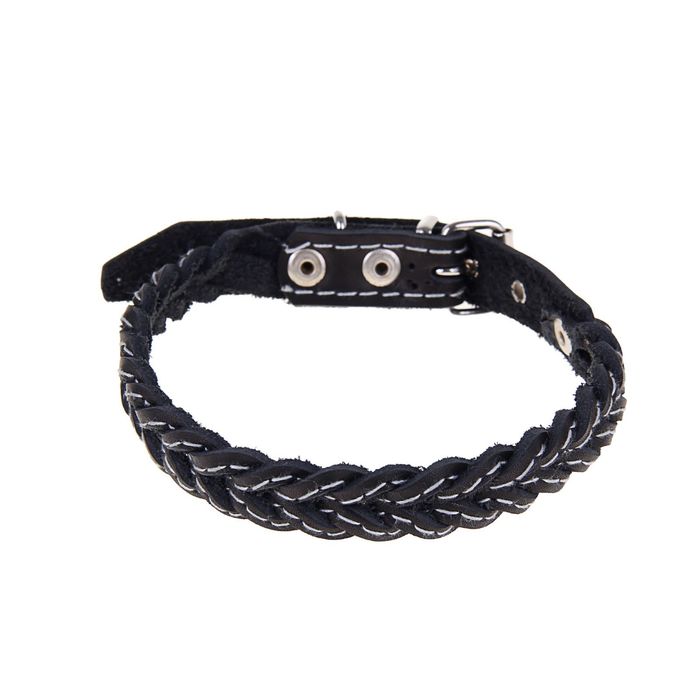 Ошейник кожаный плетеный, 42 х 2 см, микс цветов