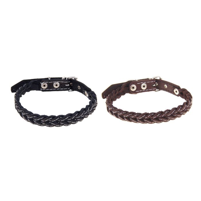 Ошейник кожаный плетеный, 42 х 2 см, микс цветов