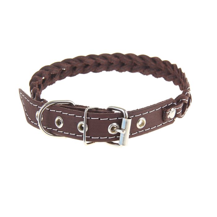 Ошейник кожаный плетеный, 42 х 2 см, микс цветов