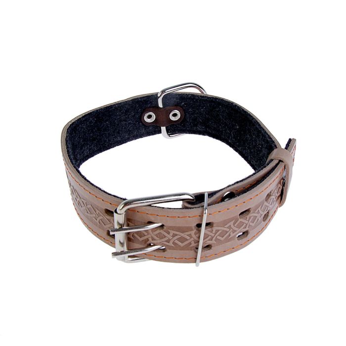 Ошейник кожаный тисненый на фетре, 65 х 4,5 см, микс цветов