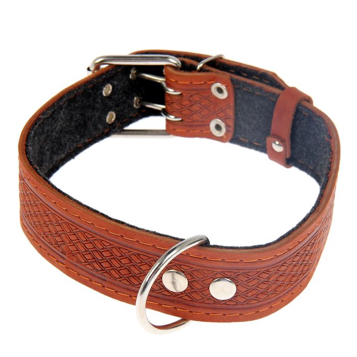 Ошейник кожаный тисненый на фетре, 65 х 4,5 см, микс цветов