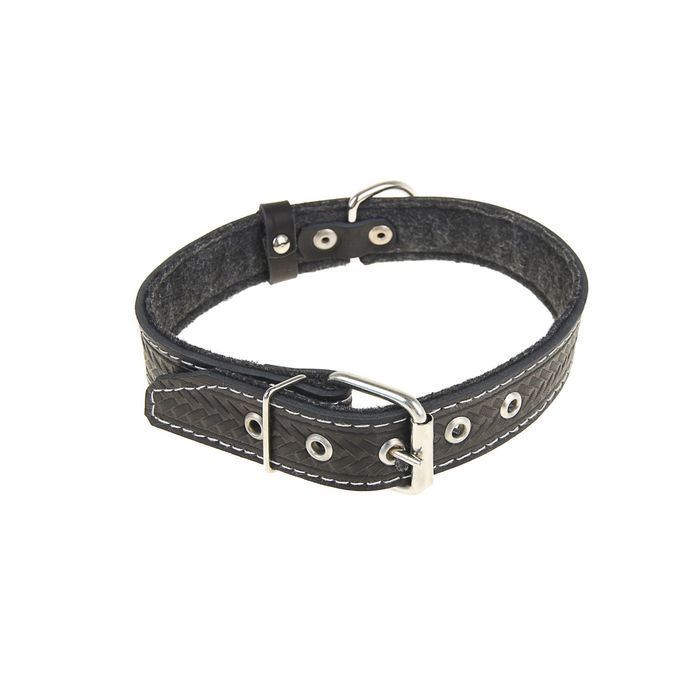 Ошейник кожаный тисненый на фетре, 3 х 60 см, микс цветов