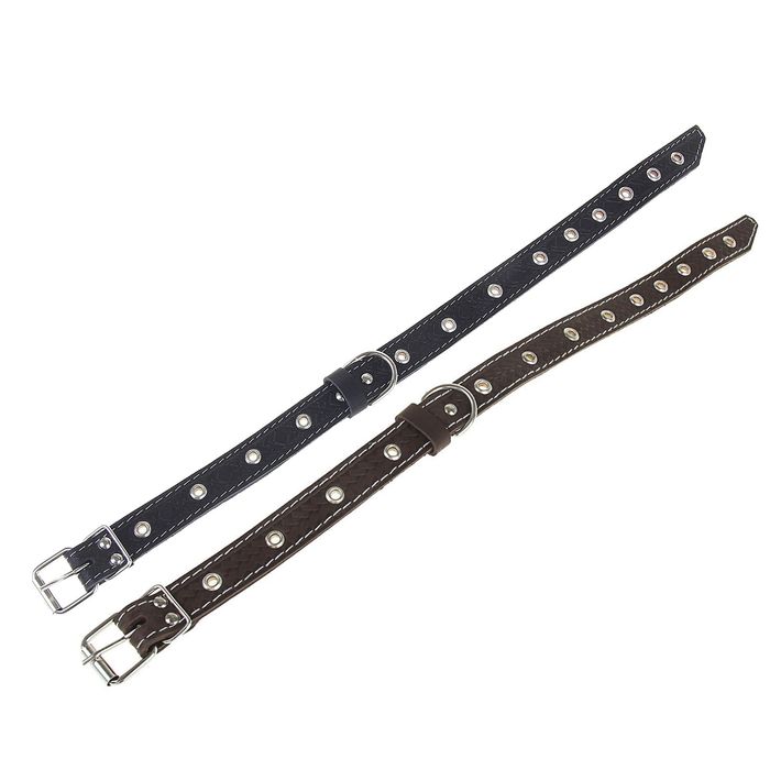 Ошейник кожаный тисненый двухслойный, 47 х 2,5 см, безразмерный, микс цветов