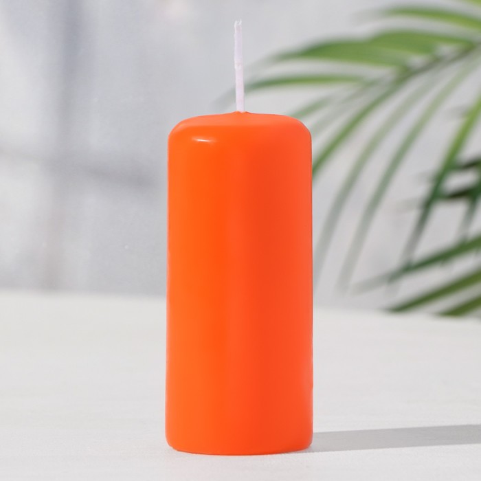 Свеча - цилиндр, 4х9 см, 11 ч, 90 г, оранжевая свеча цилиндр ароматическая персик 4х9 см 11 ч 88 г бежевая