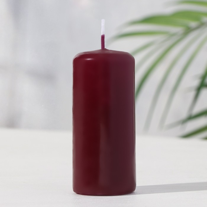 Свеча - цилиндр, 4х9 см, 11 ч, 90 г, бордовая свеча цилиндр ароматическая клубника 4х9 см 11 ч 88 г красная