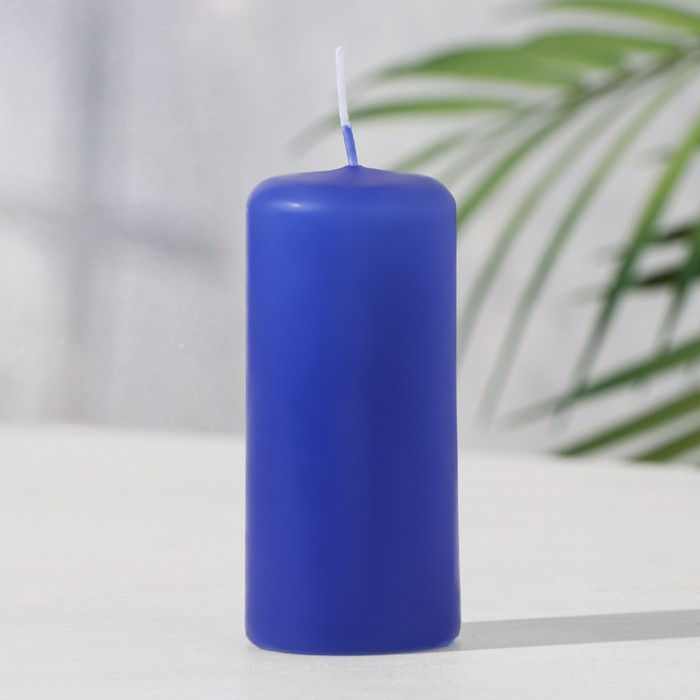 Свеча - цилиндр, 4х9 см, 11 ч, 90 г, синий свеча цилиндр ароматическая лаванда 4х9 см 11 ч 88 г синяя
