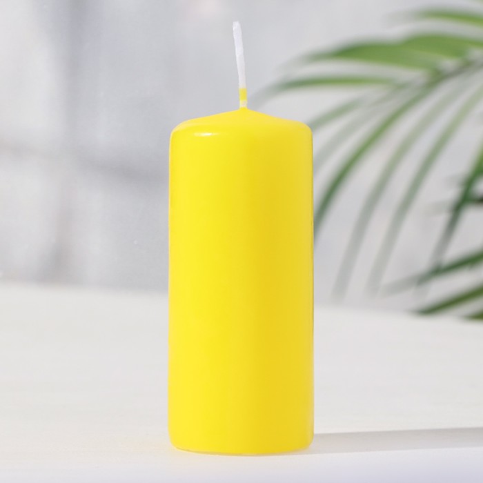 Свеча - цилиндр, 4х9 см, 11 ч, 90 г, желтая свеча цилиндр ароматическая персик 4х9 см 11 ч 88 г бежевая