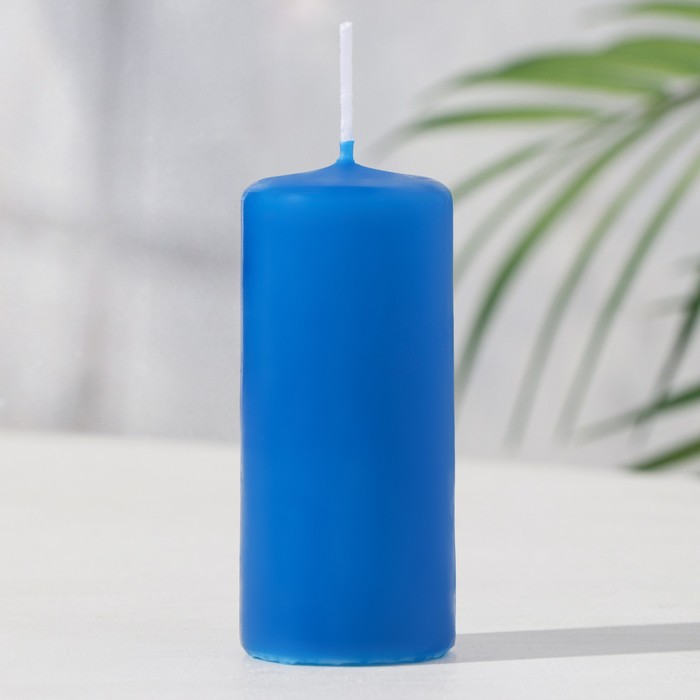 Свеча - цилиндр, 4х9 см, 11 ч, 90 г, синяя свеча цилиндр ароматическая персик 4х9 см 11 ч 88 г бежевая