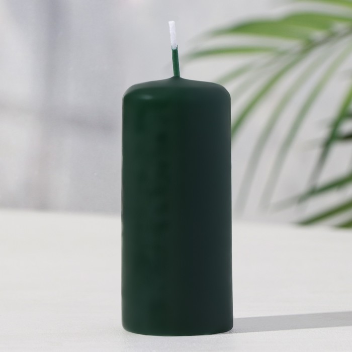 Свеча - цилиндр, 4х9 см, 11 ч, 90 г, темно-зеленая свеча цилиндр 4х9 см 11 ч 90 г синий
