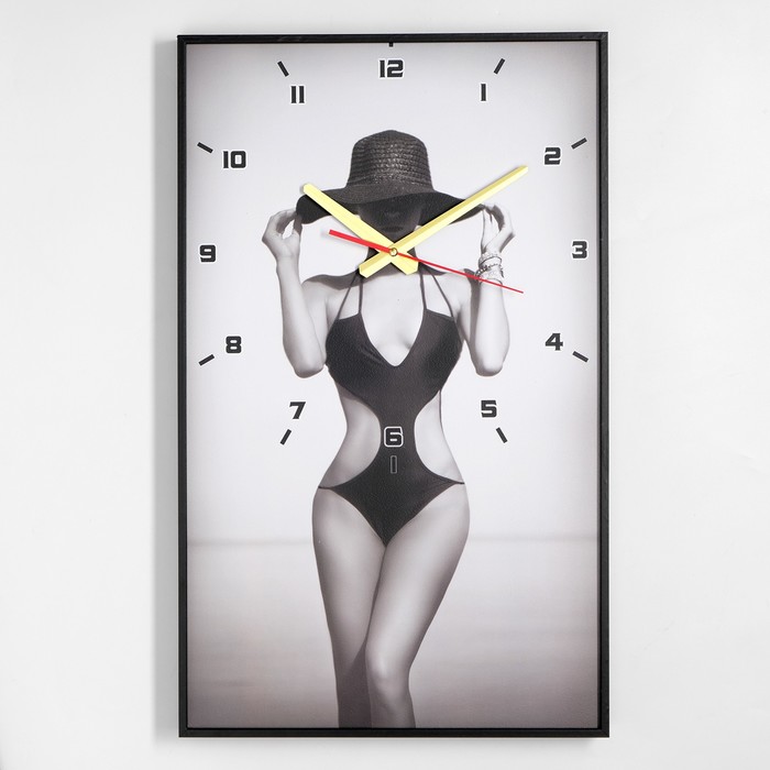 Часы-картина настенные, серия: Люди, Девушка в шляпе, 57 х 35 х 4 см часы картина настенные серия люди девушка 35х60 см