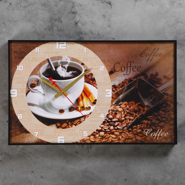 фото Часы настенные, серия: кухня, "coffee", 57х35х4 см, микс timebox