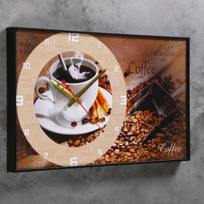 Часы-картина "Coffee", 37х60 см микс