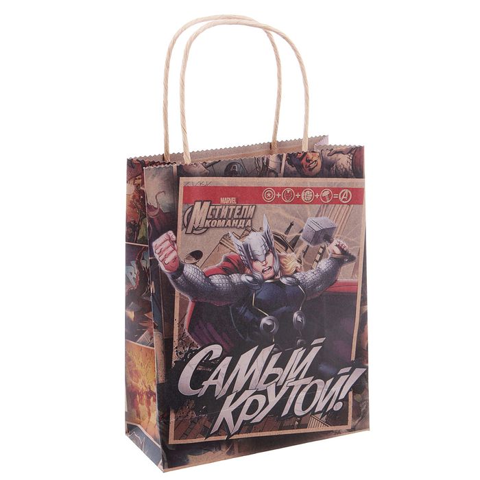 Пакет вертикальный крафт "Ты супер! Ты герой!", Мстители, 18 х 23 см