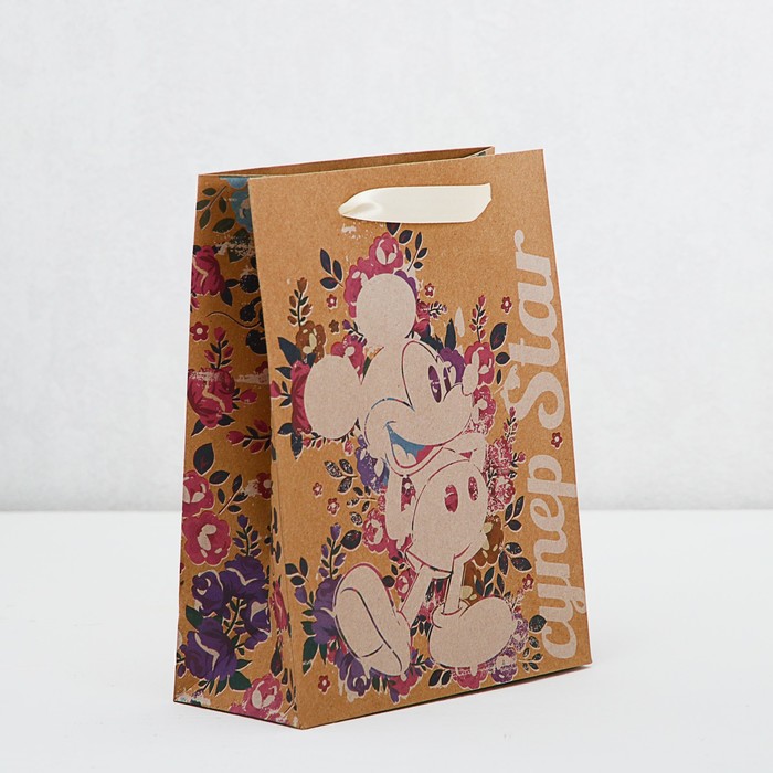 Пакет вертикальный крафт "Супер star", Микки Маус, 18 х 23 см