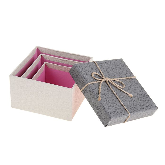 Набор коробок 3в1 "Классика", серый, 13 х 13 х 7,5 - 9 х 9 х 5,5 см