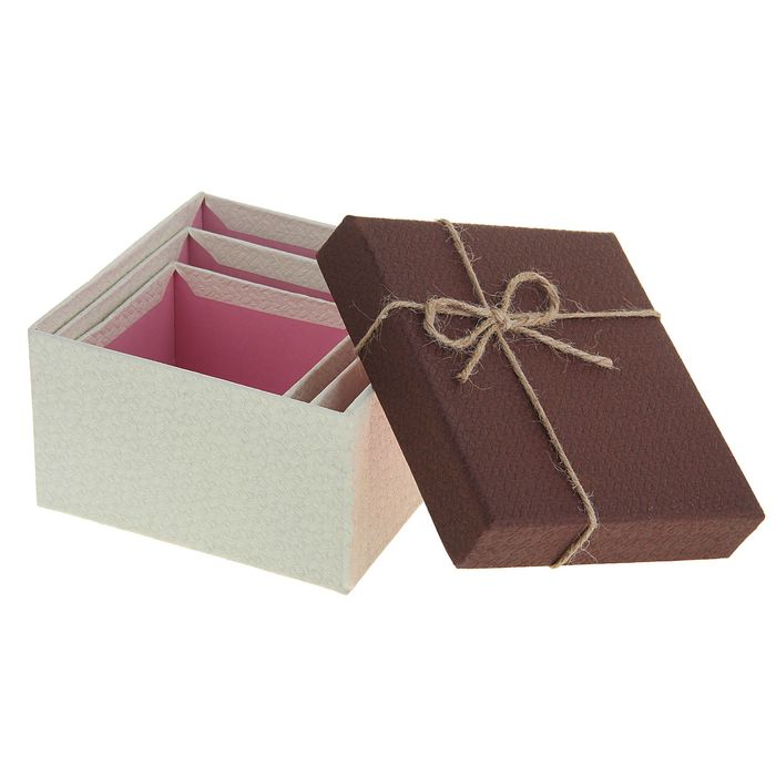 Набор коробок 3в1 "Классика", коричневый, 13 х 13 х 7,5 - 9 х 9 х 5,5 см