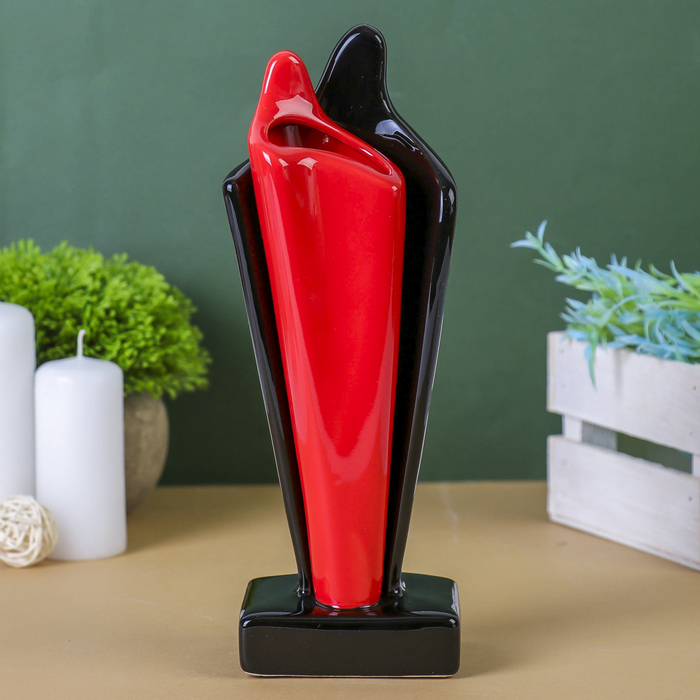 ваза керамика абстракция красн/черн факел 24*8 см микс