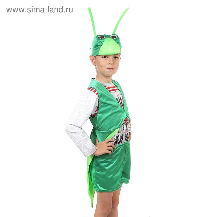 фото Детский карнавальный костюм "кузнечик": шапка, фрак, шорты, на 122-134 см бока
