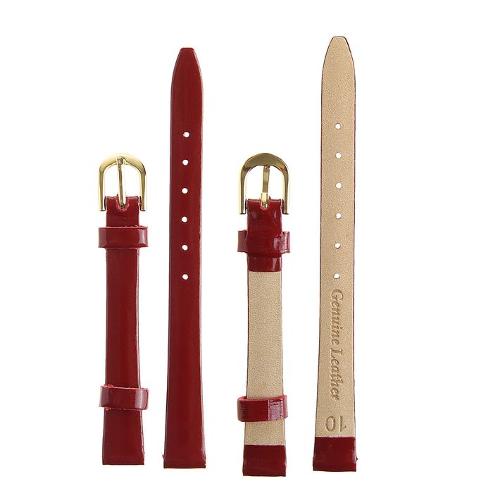 Ремешок для часов, женский, 10 мм, натуральная кожа, бордо