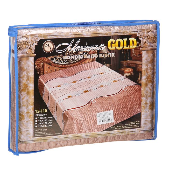 Покрывало Marianna ГОЛД рис 15-110 200х220 см, искус.шелк пэ100%