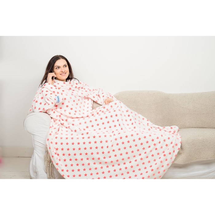 Плед с рукавами Sleepy с красными звёздами, размер 140х180 см, 60х33 см, 310 гр/м2