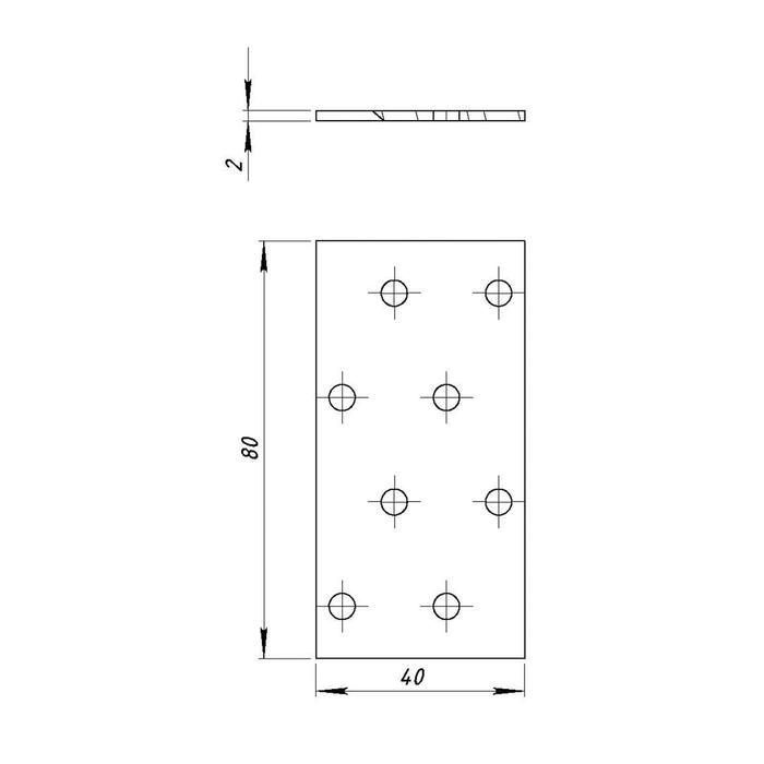 фото Пластина крепёжная 40х80х2,0 цинк, 100 шт. металлист