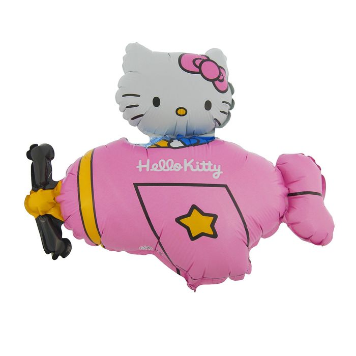 Шар фольгированный 12" Hello Kitty "Самолёт" для палочки