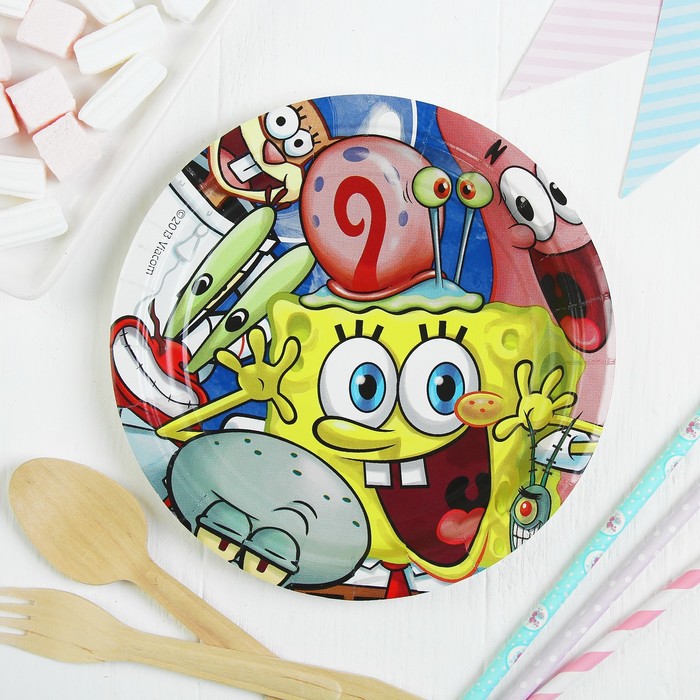 Набор тарелок "Губка Боб", 17 см, 8 шт.