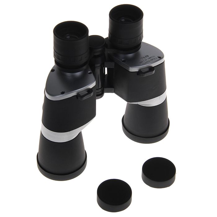 Бинокль 7х50, с серебристыми вставками, чёрный матовый, 18х19.2х6.4 см