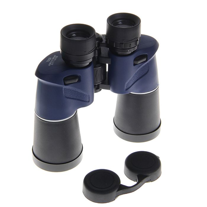 Бинокль 7х50, чёрно-синий с хромированными кольцами, 19.5х19х6.9 см