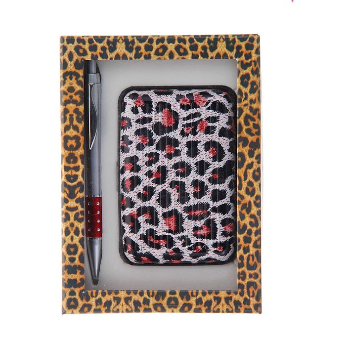 Набор подарочный 2в1: ручка, визитница "Леопард"