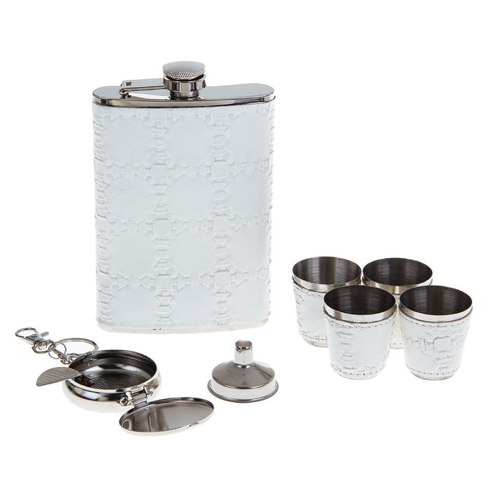 Подарочный набор 7 в 1 "Плетение": 270 мл + 4 рюмки, воронка, брелок