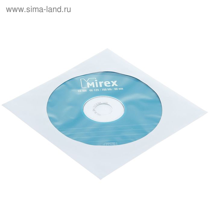Диск CD-RW Mirex, 4-12x, 700 Мб, конверт, 1 шт диск cd r mirex 700 mb 48х shrink 100 thermal print без надписи 100 500