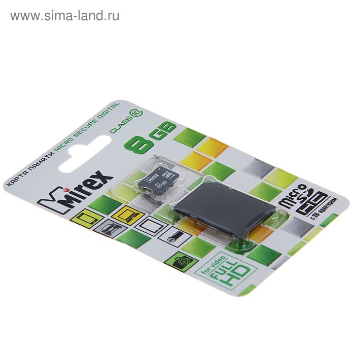 Карта памяти Mirex microSD, 8 Гб, SDHC, класс 10, с адаптером SD