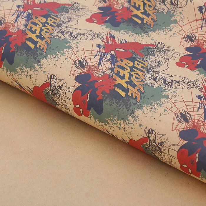 Бумага упаковочная крафт "Ты круче всех", Человек-Паук, 70 х 100 см