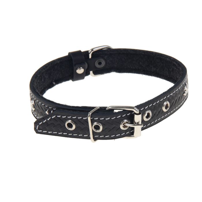 Ошейник кожаный тисненый на фетре, 53 х 2,5 см, украшеный, микс цветов