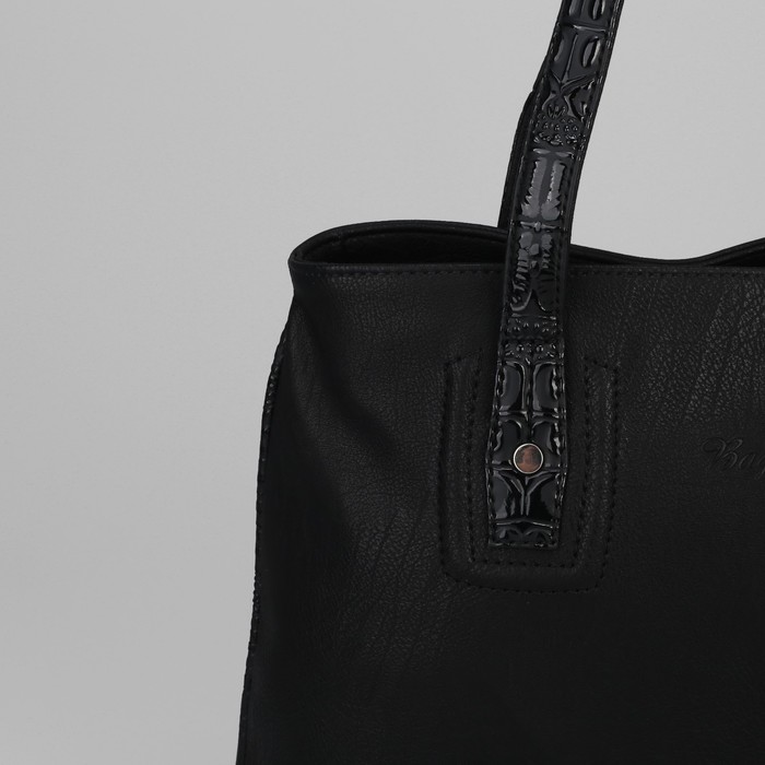 Сумка женская на молнии, 1 отделение, 1 наружный карман, чёрная