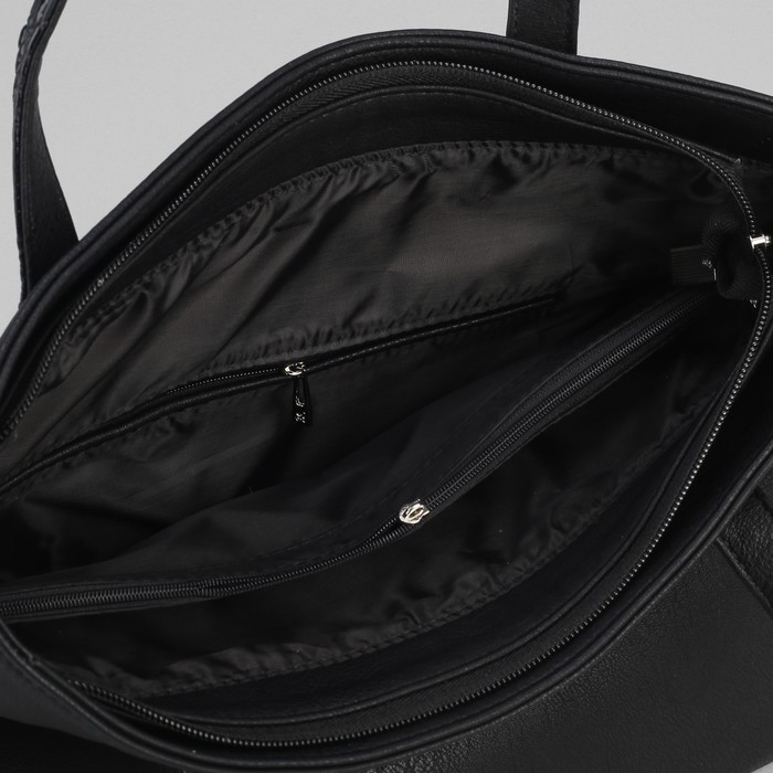 Сумка женская на молнии, 1 отделение, 1 наружный карман, чёрная