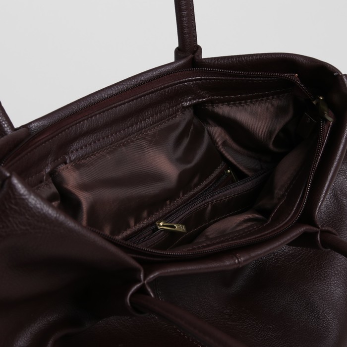 Сумка женская на молнии, 1 отдел с перегородкой, наружный карман, цвет коричневый