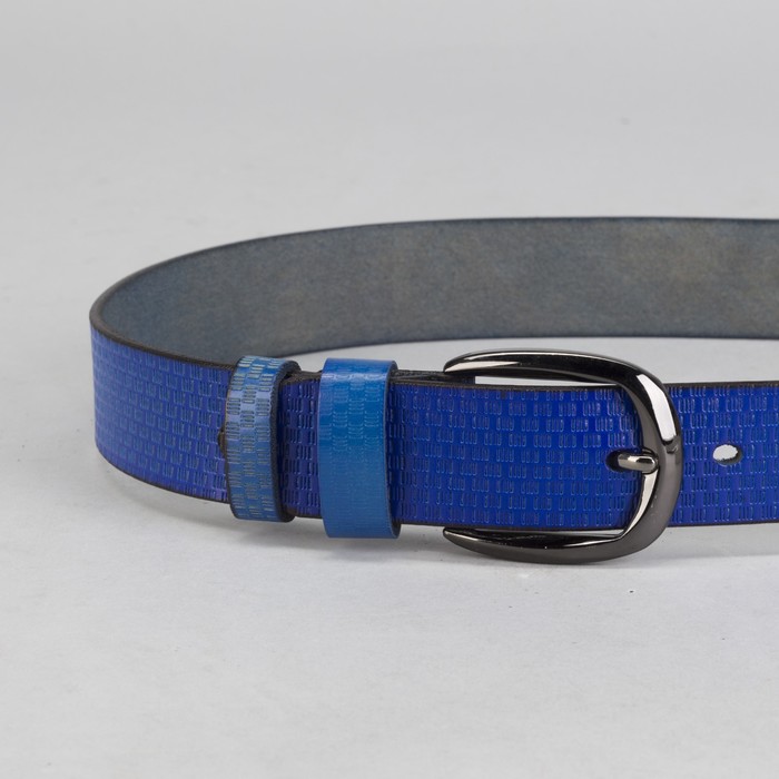 Ремень женский "Филина", винт и пряжка под тёмный металл, шахматка, цвет синий