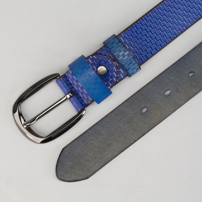 Ремень женский "Филина", винт и пряжка под тёмный металл, шахматка, цвет синий