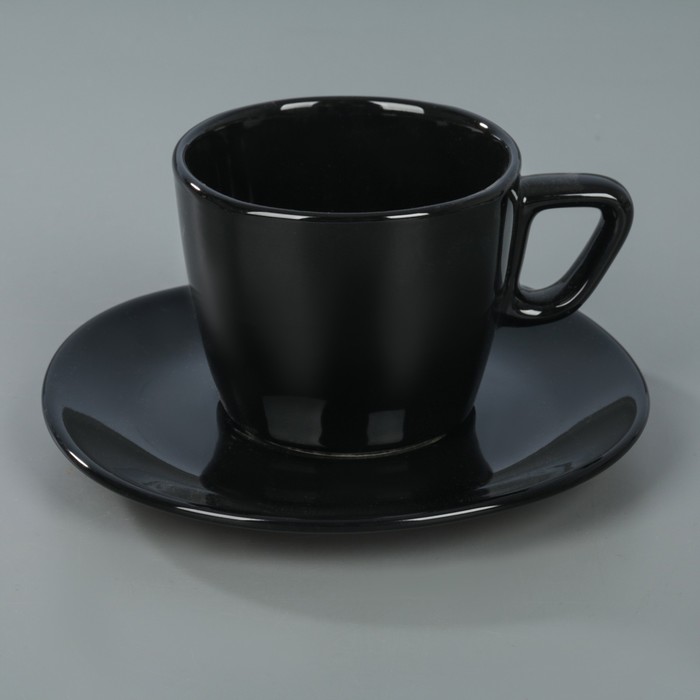 Чайная пара 200 мл "Квадратная", цвет черный