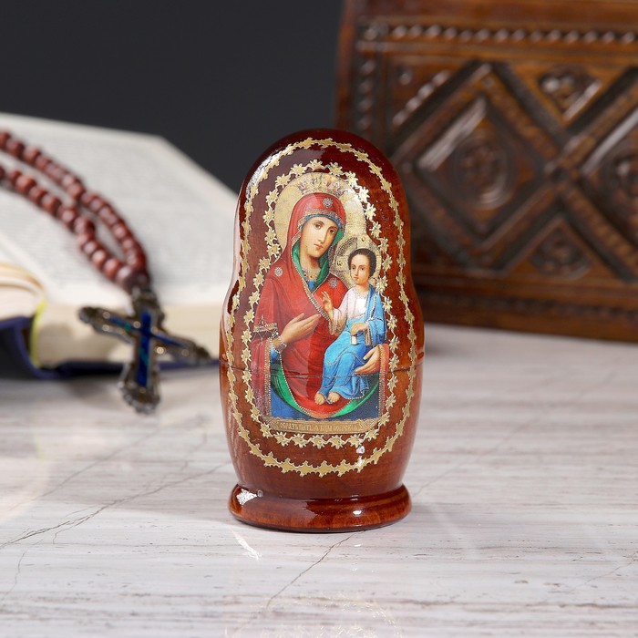 Матрёшка «Православная», 3 кукольная, Иверская, Спас, Николай Чудотворец