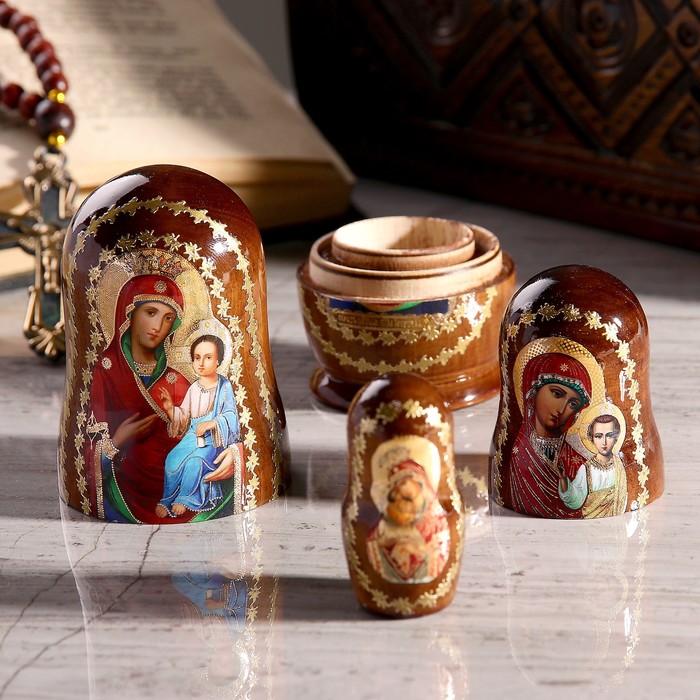 Матрёшка «Православная», 3 кукольная, Иверская, Казанская, Почаевская