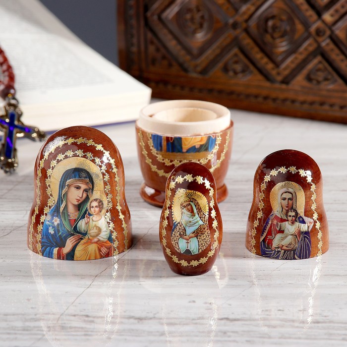 Матрёшка «Православная», 3 кукольная, Неувядаемый цвет, Аз есмь, Остробрамская